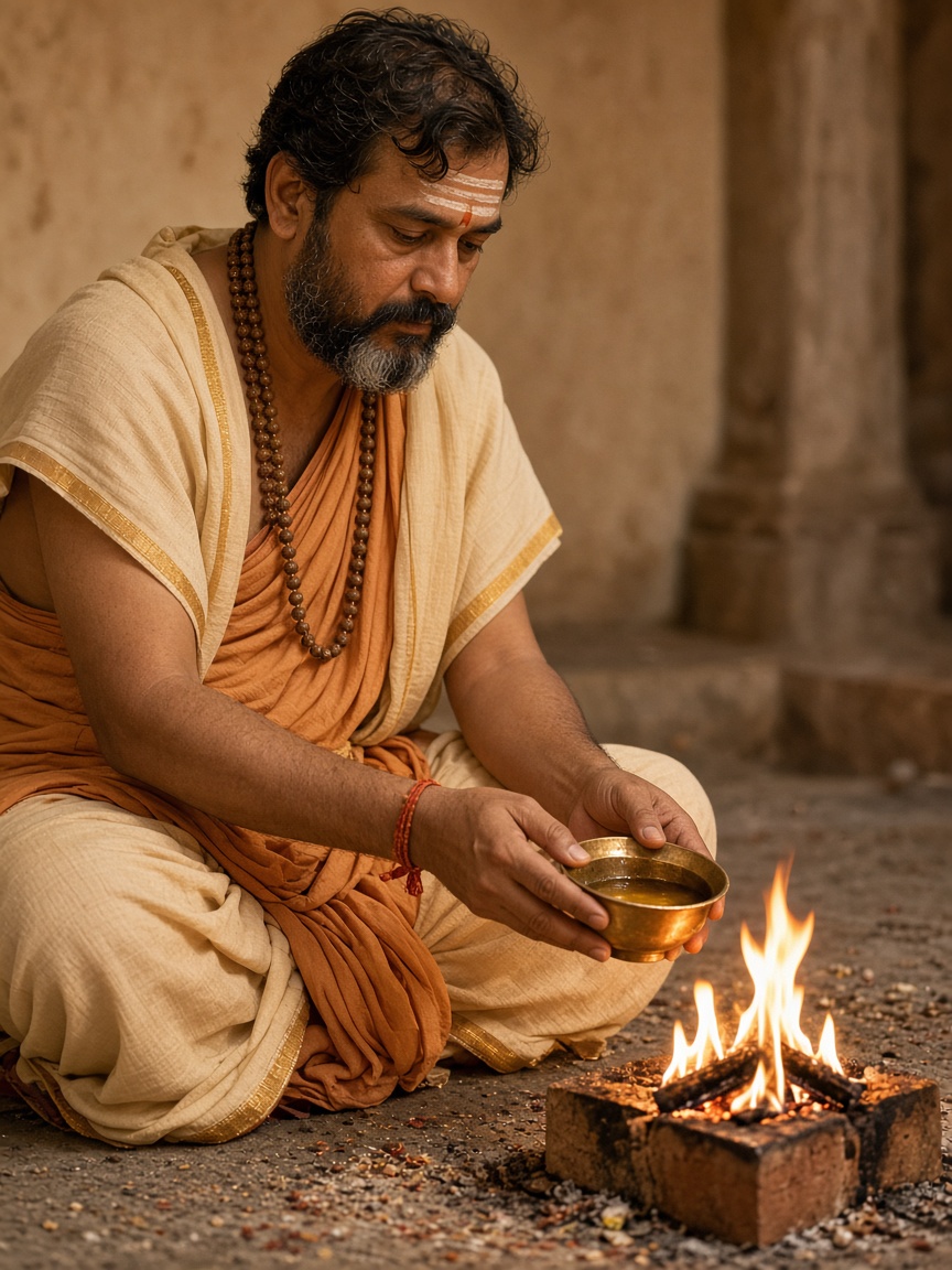 Pandit performing havan